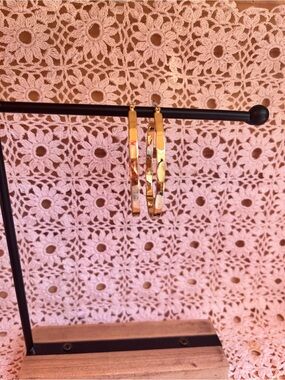 Lucky Brand Gold Hammered Hoop Earrings